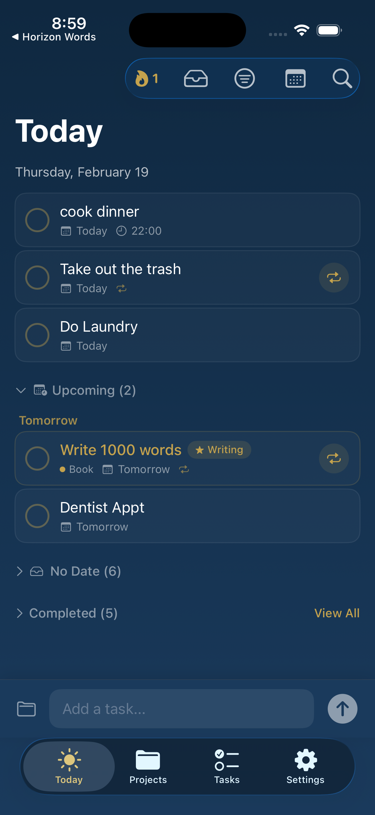 Horizon Tasks screenshot